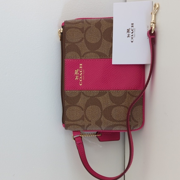 Coach Small Wristlet Coach Canvas and Pink Leather - Picture 1 of 4